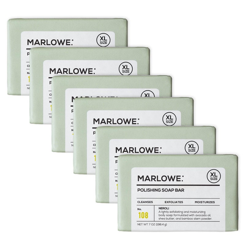 MARLOWE No 108 Lightly Exfoliating Soap Bar 7oz 6 Bars Polishing Moisturizing  Cleansing Bar Soap for Men Made with Natural Ingredients